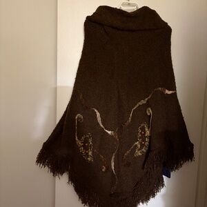 Brown sweater like poncho one size fits all